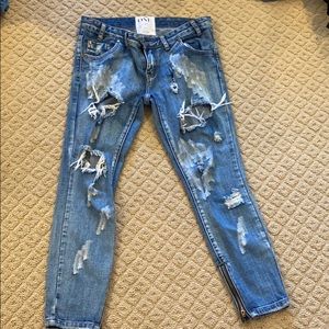 Ripped boyfriend jeans